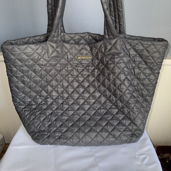 MZ Wallace Handbags - MZ Wallace Medium Metro City Tote Magnet Gray Quilted Shoulder Bag Purse Travel